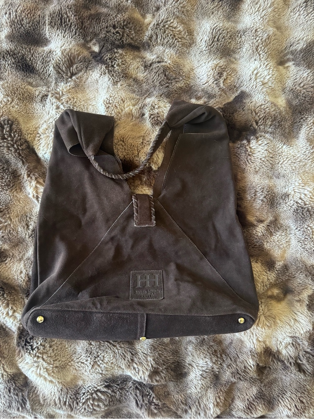 Classic Brown Suede Hobo Bag - Women's Shoulder Tote - Picture 3 of 3